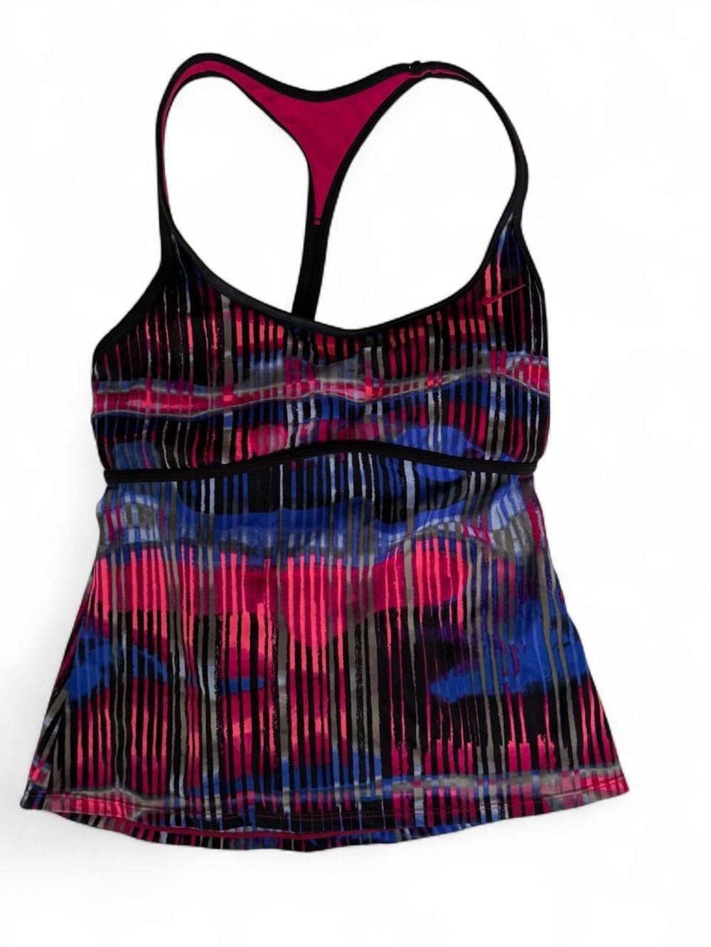 Y2K Nike Pink Blue Black Abstract Racerback Open Back Athletic Tank Women’s M